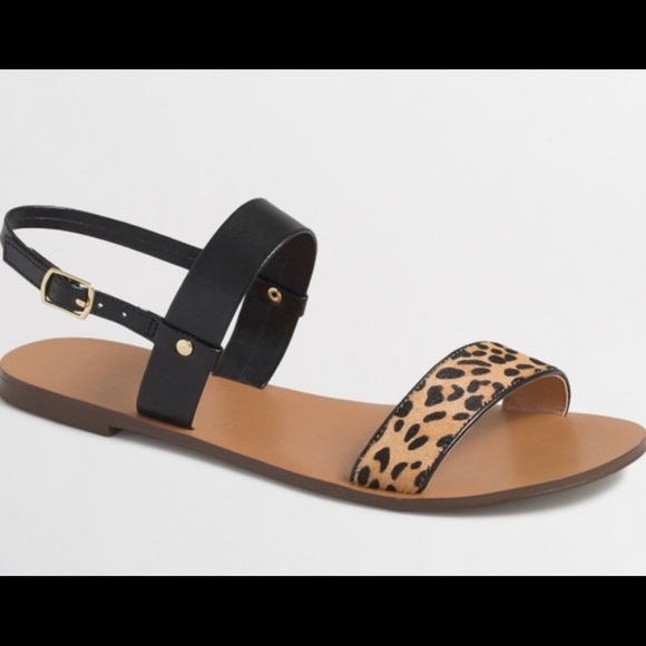 J. Crew Factory Shoes - J Crew Factory Leopard Calf Hair Flat Sandals 8